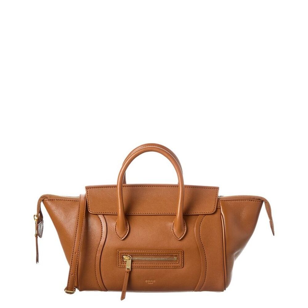 Celine Leather Shoulder Bag, Brown